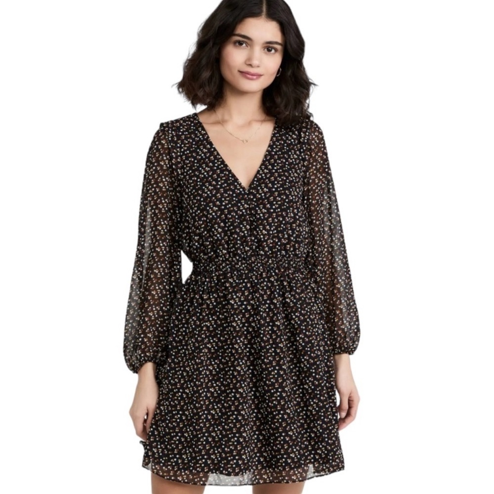 Madewell Resourced Georgette Button Front Mini Dress In Adorable Ditzy Size M - Picture 2 of 9